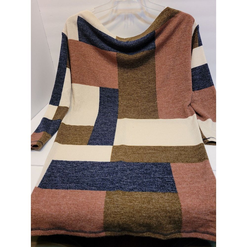 Style Rack Tunic Dress Womens Small Multicolor New Colorblock Cowl Neck Knit